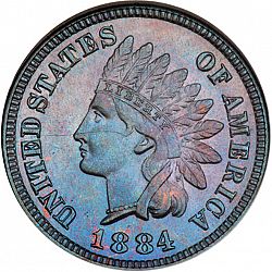 1 cent 1884 Large Obverse coin