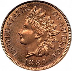1 cent 1887 Large Obverse coin