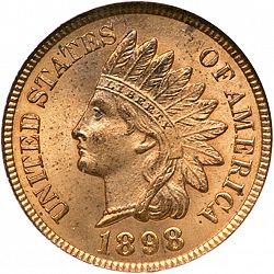1 cent 1898 Large Obverse coin