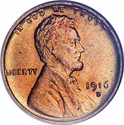 1 cent 1916 Large Obverse coin