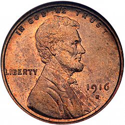 1 cent 1916 Large Obverse coin