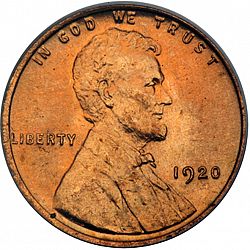 1 cent 1920 Large Obverse coin