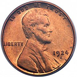 1 cent 1924 Large Obverse coin