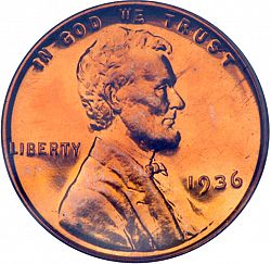 1 cent 1936 Large Obverse coin