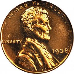 1 cent 1938 Large Obverse coin