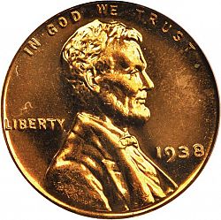 1 cent 1938 Large Obverse coin