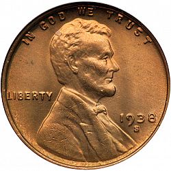 1 cent 1938 Large Obverse coin