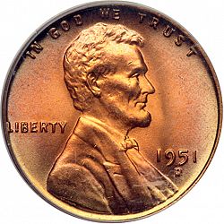 1 cent 1951 Large Obverse coin