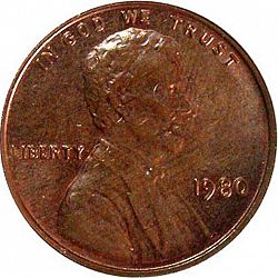 1 cent 1980 Large Obverse coin