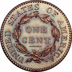 1 cent 1821 Large Reverse coin
