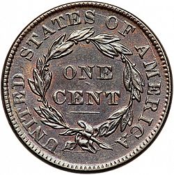 1 cent 1837 Large Reverse coin