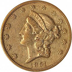 20 dollar 1851 Large Obverse coin