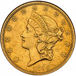 20 dollar 1855 Large Obverse coin