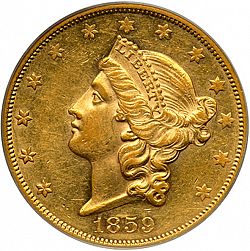 20 dollar 1859 Large Obverse coin