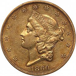 20 dollar 1860 Large Obverse coin