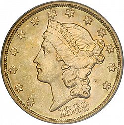 20 dollar 1869 Large Obverse coin