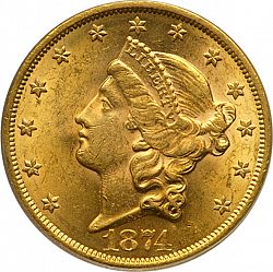 20 dollar 1874 Large Obverse coin