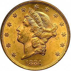 20 dollar 1884 Large Obverse coin