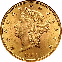 20 dollar 1890 Large Obverse coin