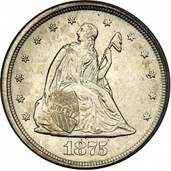 20 cent 1875 Large Obverse coin