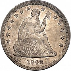 quarter 1842 Large Obverse coin