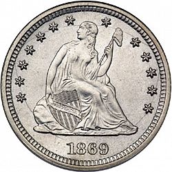 quarter 1869 Large Obverse coin