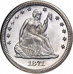 quarter 1871 Large Obverse coin