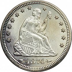 quarter 1874 Large Obverse coin