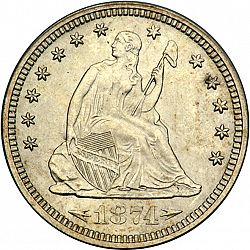 quarter 1874 Large Obverse coin