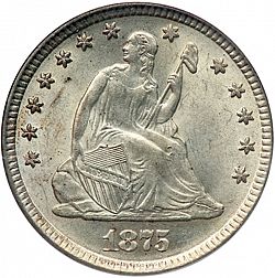 quarter 1875 Large Obverse coin