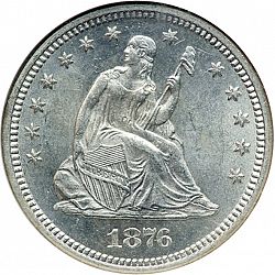 quarter 1876 Large Obverse coin