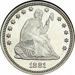 quarter 1881 Large Obverse coin