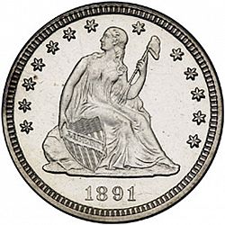 quarter 1891 Large Obverse coin