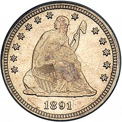 quarter 1891 Large Obverse coin