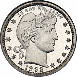 quarter 1892 Large Obverse coin