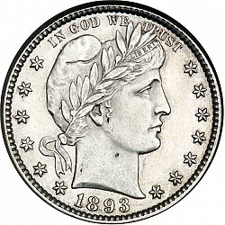 quarter 1893 Large Obverse coin