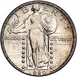 quarter 1920 Large Obverse coin