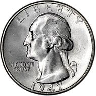 quarter 1947 Large Obverse coin
