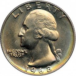 quarter 1968 Large Obverse coin