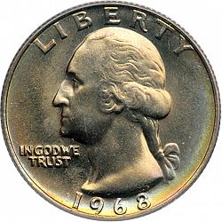 quarter 1968 Large Obverse coin