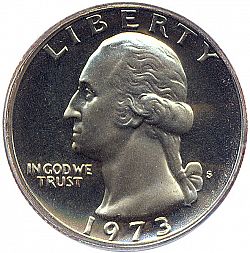 quarter 1973 Large Obverse coin
