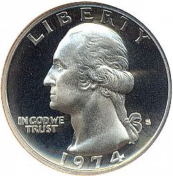 quarter 1974 Large Obverse coin