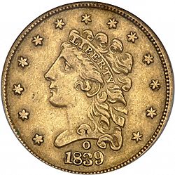 2.50 dollar 1839 Large Obverse coin