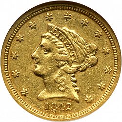 2.50 dollar 1842 Large Obverse coin