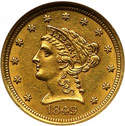 2.50 dollar 1849 Large Obverse coin