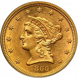 2.50 dollar 1860 Large Obverse coin