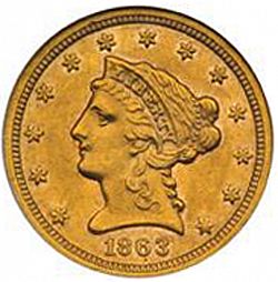 2.50 dollar 1863 Large Obverse coin