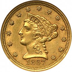 2.50 dollar 1867 Large Obverse coin