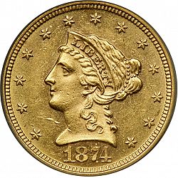 2.50 dollar 1874 Large Obverse coin
