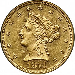 2.50 dollar 1874 Large Obverse coin